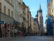 Kraków. Widok na ulicę Floriańską i kościół Mariacki (fot. Piotr Wojtaszek)