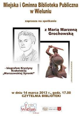 Miejska i Gminna Bliblioteka Publiczna w Wieluniu. Spotkania z Marią Marzeną Grochowską